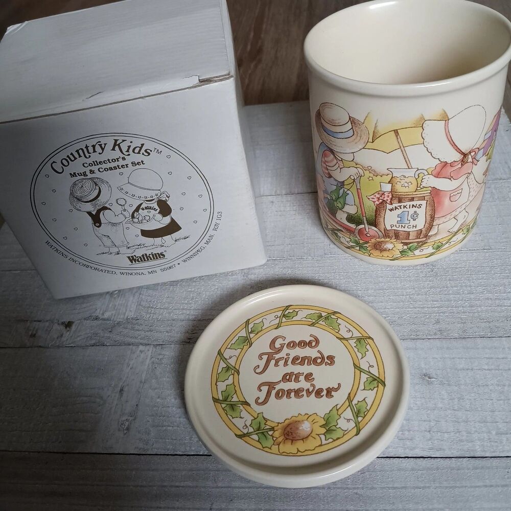 Country Kid Collectors Mug And Coaster Set Vintage No 6183 Made In Korea 1990